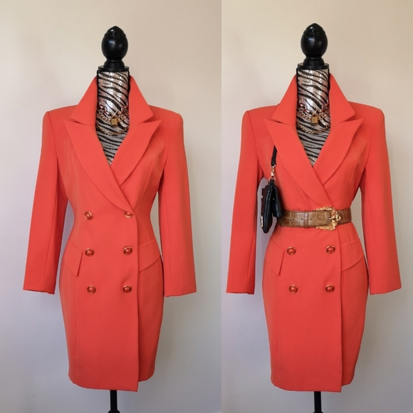 Vintage Jackets & Blazers - SOLD! 90's "Power Suit" Blazer dress - 2022 Fashion Trend: ORANGE